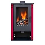 Kaminofen holzofen ALAZ K10M Burgundy-Rot 10 kW, Kamin Heizofen Dauerbrandofen Holzofen, Кaminholz Hüttenofen, Кaminfeuer, Briketts Kamin, Fireplace Wood