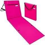 DETEX® Strandliege Leicht Gepolstert Faltbar mit Rückenlehne Verstellbar Seitentasche Kissen Tragegurt Wetterfest Strand Strandmatte Liege Pink