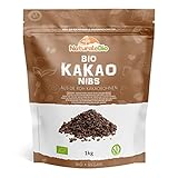 Roh Kakao Nibs Bio 1Kg. Organic Raw Cacao Nibs. Rohkost, natürlich und rein. Produziert in Peru aus der Theobroma Pflanze. Quelle für Magnesium, Kalium und Eisen.