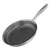 RIOVARM 26 cm Edelstahl Bratpfanne Induktion Antihaft Wok Pfanne mit Edelstahlgriff Brat- & Universalpfannen für alle Herdarten Spülmaschinenfest Backofenfest Omelett-Pfanne Dreischichtige Struktur