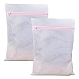 Netz-Wäschesack, 2 Stück extra große Netz-Wäschesäcke mit Reißverschlüssen, wiederverwendbare Waschmaschinentasche, ideal für Bettlaken, Bettbezug, Kleidung, Socken, 90 x 60 cm