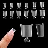 240 Stück Kurze Coffin Nagelspitzen, Acryl Halbe Gefälschte Nagelspitzen für Gelnägel mit Griff Klare Nagel Tips Set 15 Größen für DIY Nagelstudios