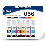 CMADJT 056 Tinten Set mit 12 Tintenflaschen Kombipack (70 ml) als Ersatz für Epson 056 Tintennachfüllung Kompatibel mit Epson L8058 L18058 Druckerserie für Bank Schule Familie Krankenhaus,6Pcs-1 Set