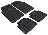 Walser Universal Auto-Gummimatten-Set Spartakus, Automatten 4-teilig zuschneidbar, Universal Antirutschmatten-Auto, PKW-Fußraummatten schwarz