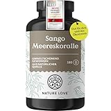 NATURE LOVE® Sango Meereskoralle - 180 Kapseln - Natürliche Quelle für Calcium (20%) und Magnesium (10%) im körpereigenen Verhältnis von 2:1 - laborgeprüft und in Deutschland produziert.