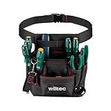 Wiltec Werkzeuggürteltasche 24 x 28 cm bis 15 kg, Werkzeug Gürteltasche 7 Fächer, Werkzeugtasche mit Gürtel verstellbar, robuste Arbeitstasche