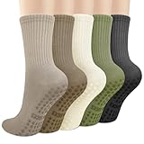 5 Paar Pilates Socken Yoga Socken Soft Cotton Stoppersocken Rutschfeste AntiRutschSocken Damen für Ballett Barre Tanz Gym Fitness Workout Trampolin Hospital Home