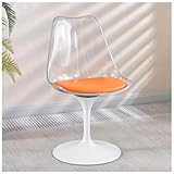 Drehbarer Tulpen-Seitenstuhl mit gepolstertem Sitz, PU-Leder und ergonomischem transparentem Rückenlehnen-Design, armlose Freischwinger für die Küche