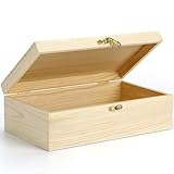 Holzkiste mit Deckel, Holztruhe Erinnerungsbox 25*15*8cm Baby Holzbox, Schmuckkästchen mit Scharnierdeckel Allzweckkiste Aufbewahrungsbox Erinnerungskiste Bastel Geschenkbox DIY Spielzeug Werkzeuge