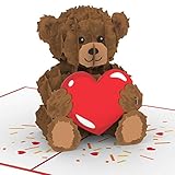 papercrush® Pop-Up Karte Teddy mit Herz - Süße 3D Valentinstagskarte für Frau & Freundin, Liebeskarte mit Teddybär zum Geburtstag, Hochzeitstag, Jahrestag, Ich Liebe Dich Karte für Lieblingsmensch