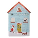 Keksdosen für Weihnachten, Bonbonschachteln, Snackbox in Form eines Weihnachtshauses, zur Aufbewahrung von Süßigkeiten, Keksdosen für Weihnachten, niedlich, Weihnachtsmann und Dackel,
