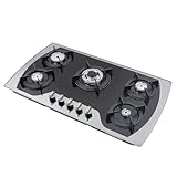 35.4 inch 5 Kochzonen Gaskochfeld Gasherd Gas Stove Aufsatzplatte Gas-Kochfeld Kitchen Cooking LPG/NG freistehend