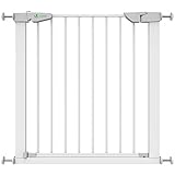 VOUNOT Treppenschutzgitter 75–84 cm, Türschutzgitter für Kinder, Hunde & Katzen, ohne Bohren, Auto-Close Treppengitter mit Magnetverschluss, 90° Stop, Weiß