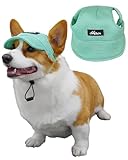 BPTRKOM 1 Stück Hunde-Basecap mit verstellbarem Sonnenschutz - Baseballmütze mit speziellen Ohrlöchern für alle Hundegrößen - Atmungsaktives UV-Schutz-Design (Größe: S, Farbe: Grün)