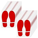 YIKIADA Rot Bodenaufkleber mit Schuhabdrücke-Muster 8 × 18 cm Vinyl Selbstklebend Bodenmarkierungen Abdruck Wasserdicht Boden Aufkleber 20 Blatt