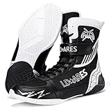 Wtharosa Boxschuhe atmungsaktives Mesh Hochschaft leichtes Design Starke Traktion für Indoor-Training Fitness und Technikübungen,Schwarz,44 EU