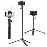 ULANZI MT-44 Handy Stativ 147cm, Selfie Stick Mit Fernbedienung, Kamera Stativ Mit 360° Kugelkopf, Cold Shoe, Kompakt Reisestativ Dreibein für Sony Samsung Canon Kamera iPhone 16 15 14 13
