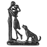 Sziqiqi Eisen Jahrestag Geschenke für Sie - Paar Liebe Skulptur Eisen Jahrestag Geschenk für Paar Freundin Frau Ihm Schwarz Statue Metall Figuren für Home Decor Hochzeit Weihnachten Geburtstag