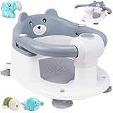 ZUSUZU Badewannensitz Baby ab 6 Monate,Baby Badewannensitz,Bär Rutschfester Badesitz Babys,Sicherer Tragbarer Badstuhl für Dusche Oder Badewann,für Kleinkinder und Neugeborene (Grau)