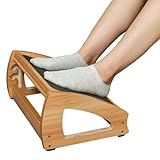 StrongTek Ergonomische Untertisch-Fußstütze, 3 verstellbare Höhen, Holz-Büro-Fußstütze, große Anti-Rutsch-Oberfläche, verbessert die Haltung und Durchblutung, bis zu 180 kg (Natur)