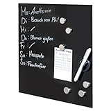 bremermann Magnettafel mit Glasfront, beschreibbar, 6 Magnete, 1 Marker, 1 Marker-Halter, Memo-Board (schwarz)
