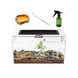 Mini Reptil Terrarium Set,12 'x 7' x 6' niedriges Reptilienbecken mit voller Sicht optisch ansprechend, für Insekt, Fisch, Tarantel, Einsiedlerkrebs, Springspinne, Leguan, Schildkröte, Leopard Gecko