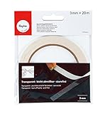 Rayher Hobby 30069000 Doppelklebeband, 3 mm breit, Rolle mit 20 m, hochtransparent, säurefrei, Montageband