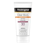 Neutrogena Clear Body Breakout-Free Liquid Sunscreen Lotion für zu Akneprone Haut, ölfreier Sonnencreme, breites Spektrum LSF 30, Oxybenzonfrei, parfümfrei, nicht komedogen, geruchlos, 150 ml