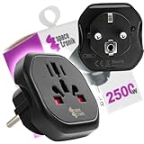 Spacetronik Steckdosen Adapter Universal, Reiseadapter UK/US/AU auf EU Steckdose, Stecker Adapter 2500W 10A, Reisestecker für USA, UK, Australien UVM