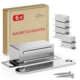 LouMaxx Magnetschnäpper stark - Haltekraft 6kg - 6er Set aus Edelstahl – Türmagnet - Schrankmagnet – Möbelmagnete – Tuer Magnetverschluss Edelstahl– Magnethalter Schranktür für sicheren Halt