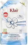 Klar eco Sensitive Universalwaschmittel Waschnuss Nachfüllbeutel 2x1,5l, ohne Duft, 33 Waschladungen, für Allergiker, vegan