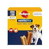 PEDIGREE DentaStix Hundesnack für kleine Hunde (5-10kg), Zahnpflege-Snack mit Huhn und Rind, 4 Packungen je 28 Stück (4 x 440 g)
