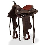 LLEZKBR Furniture Select - Westernsattel | Halfter & Brusthalsband Echtleder 30,5 cm braun