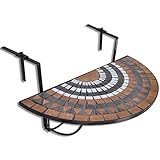 SXJEQOC Coffe Table Gartentisch Beistelltische Balkontisch - Balkonhängetisch Mosaik Terracotta und Weiß für Campingplatz Küche Outdoor Garten