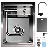 Küchenspüle, versteckt, verdeckt, Küchenbar-Spüle mit klappbarem Wasserhahn, Edelstahl, Unterbau-Arbeitsstation, Einzelbecken für kleine Vorbereitungs-Wohnmobile