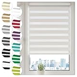 Doppelrollo Klemmfix ohne Bohren 85cm x 130cm Weiß Duo Rollo Klemmrollo Sonnenschutzrollo Fensterrollo für Fenster & Türen Zebrarollo Seitenzugrollo