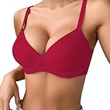 Damen T-Shirt BH mit Bügel Große Größe Push Up Gepolstert Bralette Atmungsaktiv Bequemer Softschalen BHS Dünn Schlaf-BH Klassische Top Verstellbarer Schultergurt