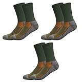 RØDER 3 Paar PREMIUM Merino Wandersocken Anti-Blasen gepolstert, für Herren & Damen Trekking Socken Funktionssocken Hiking Walking (Olive, 43-46)