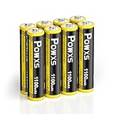 POWXS AAA Akku 1100mAh 8 Stück, Wiederaufladbare Micro Batterien AAA, 1.2 V NiMH, 1,200 Mal Wiederaufladbar, hohe Kapazität, Kein Memory Effekt, Vorgeladen und Einsatzbereit