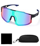 FAOKZE Schnelle Brille Rave, Verspiegelt Sportbrille, Radbrille,Polarisierte Sport-Sonnenbrille für Herren & Damen mit UV400 Schutz, Fahrradbrille für MTB, Radfahren, Laufen, Ski