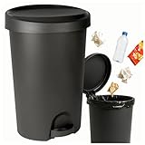 Kamai Tretmülleimer 30 L mit Deckel, Inneneimer & Pedal – aus Kunststoff, platzsparend, für Küche & Bad – Graphit Home
