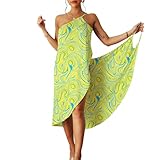 ATRACTIVOLL Damen Strandkleid Bikini Cover Up Sommer, V-Ausschnitt, Strandponcho Bademode Vertuschen, Strandtunika Wrap Sarong, Groß, Leichte, Urlaub