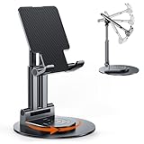 BHHB Handyhalterung Verstellbare handyhalter Schreibtisch handyständer mit 360 Grad Drehbarem Fuß, Phone Holder für Smartphones, iPhone, iPad Mini, Kindle und mehr (Schwarz)