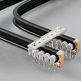Flexible Doppel-Vorhangschiene für gerade oder Erkerfenster, biegbare Duschstange, 2,3 m, Schwarz