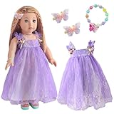14-18 Inch Babypuppenkleidung, 35-45cm Lila Puppenkleidung mit Schmetterlingsarmband Haarnadel, Sommer Outfit für 43cm Puppen, Bestes Babypuppen Kleidung Geschenk Weihnachten Kindertag Karneval