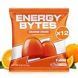 Energy Bytes Coffein-Gummies | Instant Energy Kausnacks für Laufen, Radfahren und sportliche Leistung | Vegan, zuckerarm | Orange Crush (12er-Pack)