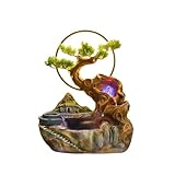 Kleiner Brunnen Chinesischer Harz-Tischbrunnen Kleiner Steingarten Wasserornamente Zen Dekoration Indoor Desktop Brunnen Innenbrunnen (A)