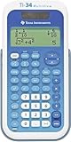 Texas Instruments TI-34 MV Schulrechner (Multi View, 4-zeilen Display, Solar- und Batteriebetrieb) Blau-Weiß