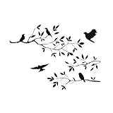 Baum Zweige Vögel Wandaufkleber Removable Vinyl Schlafzimmer Wohnzimmer Kunstwand Schwarz Wandtattoo Dekoration DIY Deco Abnehmbare Wandaufkleber(Vögel)