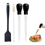 BDBFPAN 4 Stück Bratenspritze Set,mit Reinigungsbürste Fleischspritze,fleischspritze marinadenspritze,geeignet für gebratenes Hühnchen,Rindfleisch und Grill,einfach zu reinigen und zu pflegen